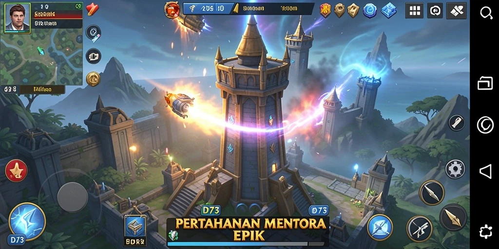 Gameplay menakjubkan D73 dengan pertempuran Tower Defense.