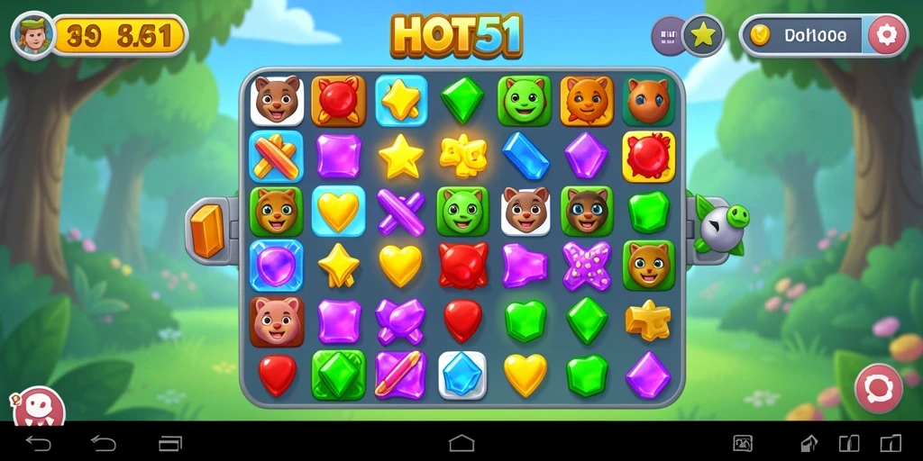 Tampilan gameplay HOT51 dengan kombinasi warna-warni yang menarik.