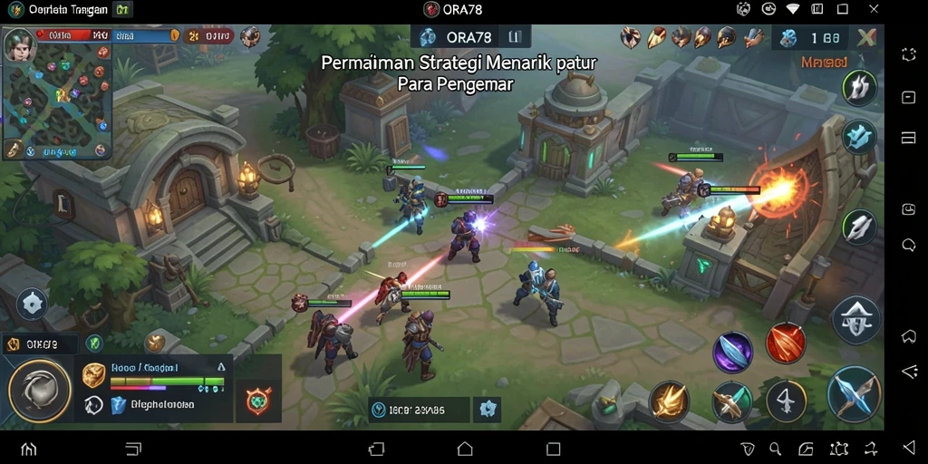 Screenshot gameplay ORA78 menunjukkan pertarungan strategis yang intens.
