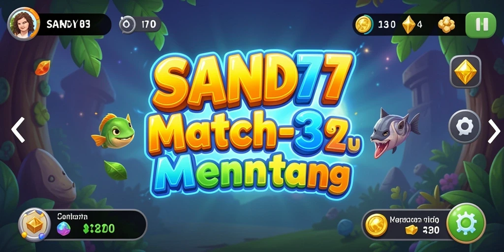 Tampilan menarik dari gameplay SAND77 dengan berbagai elemen Match-3.