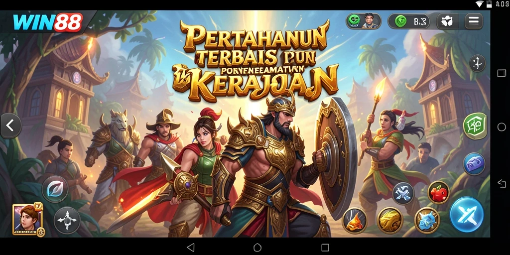 Screenshot WIN88 menunjukkan aksi seru dalam pertahanan kingdom yang menegangkan.