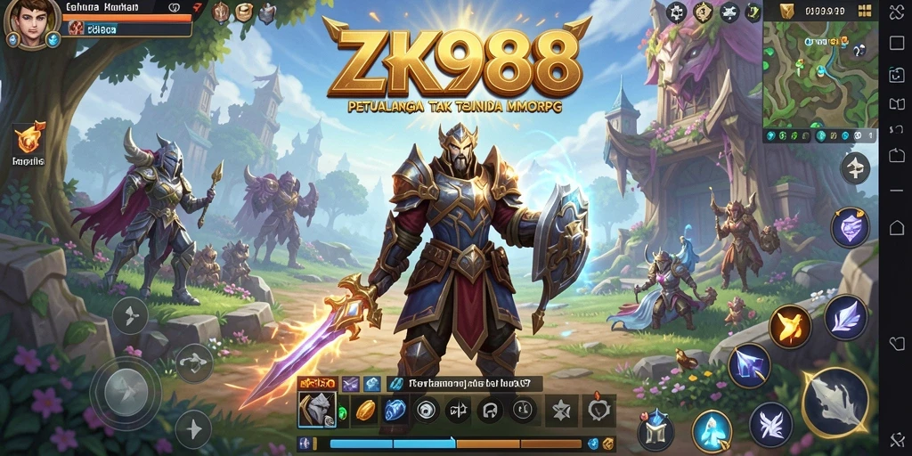 Tampilan gameplay MMORPG ZK988 yang menampilkan pertarungan epik.